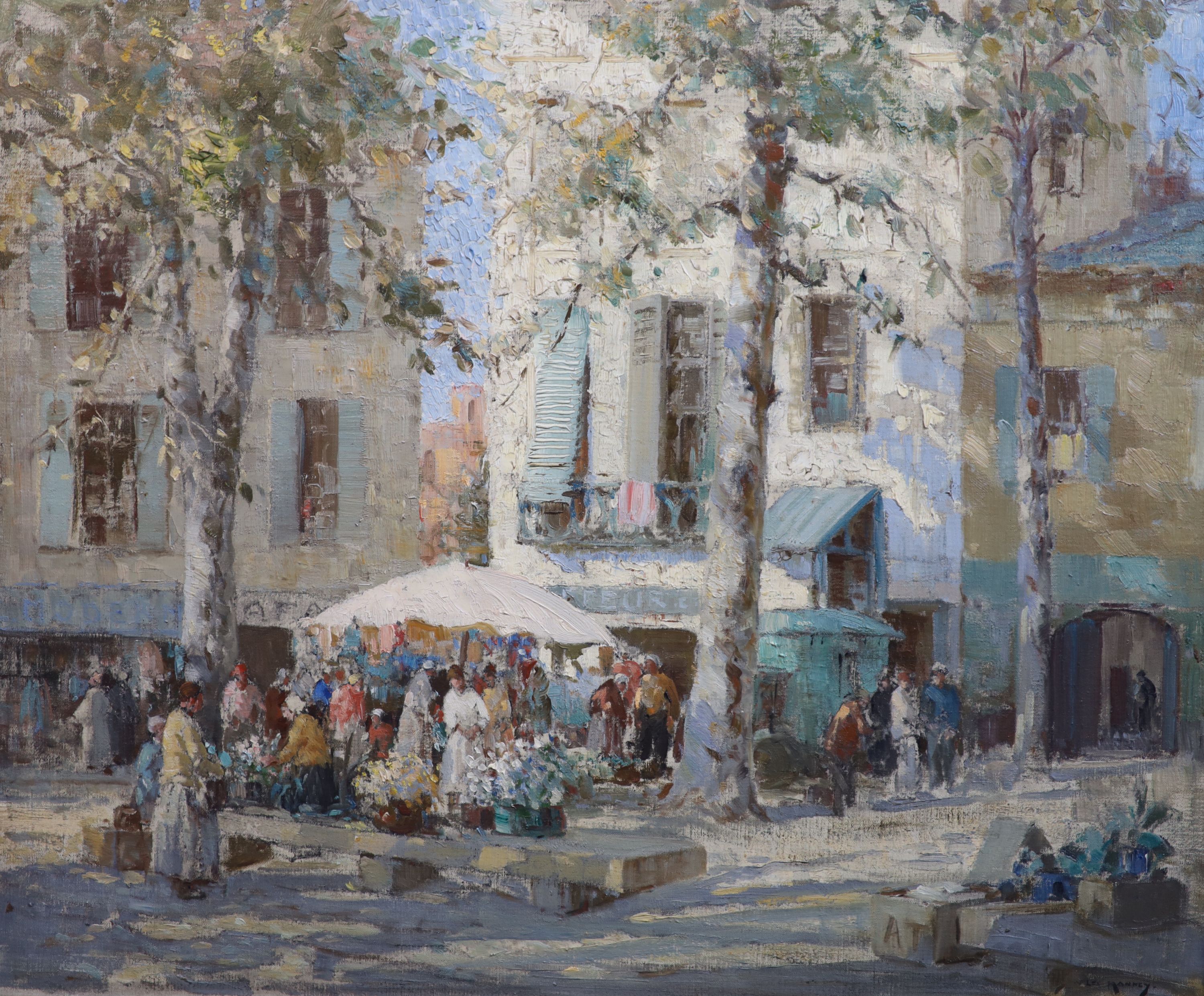 § William Lee Hankey (1869-1952) A Riviera flower market 24.5 x 29.75in.